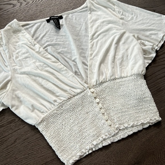 Forever 21 V-Neck Cinched Crop Top - Picture 2 of 4